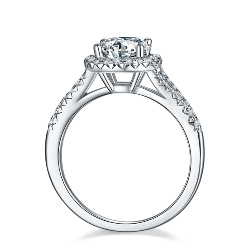 双臂圆包S925银镀白金MoissaniteWomen's Ring1.5ctD级